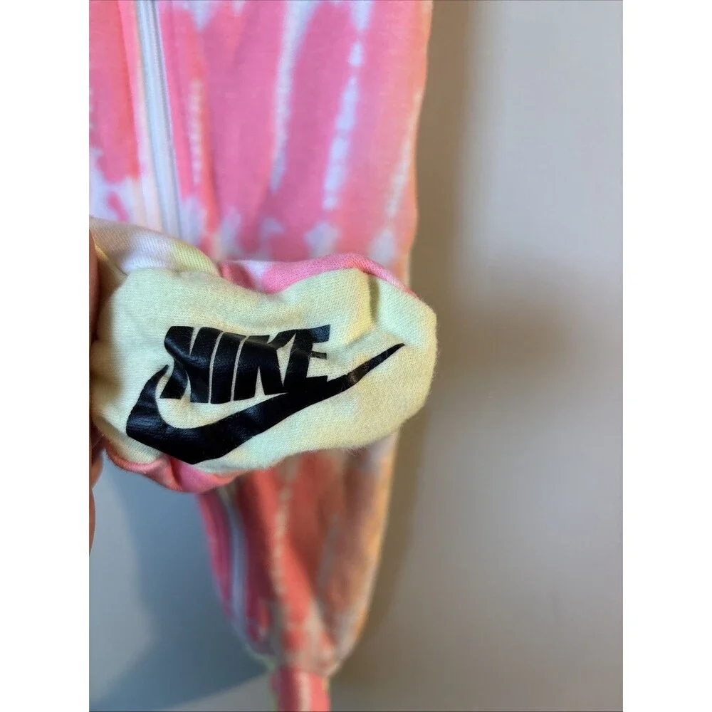 NIKE Baby Zip Up Outfit Tie Dye 6 Months Streetwear 80s Retro footed Pink Yellow
